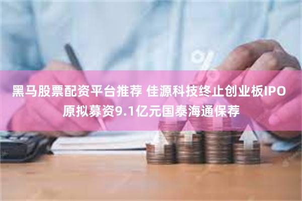 黑马股票配资平台推荐 佳源科技终止创业板IPO 原拟募资9.1亿元国泰海通保荐